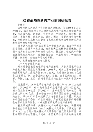 XX市战略性新兴产业的调研报告