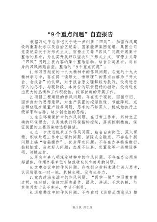 “9个重点问题”自查报告