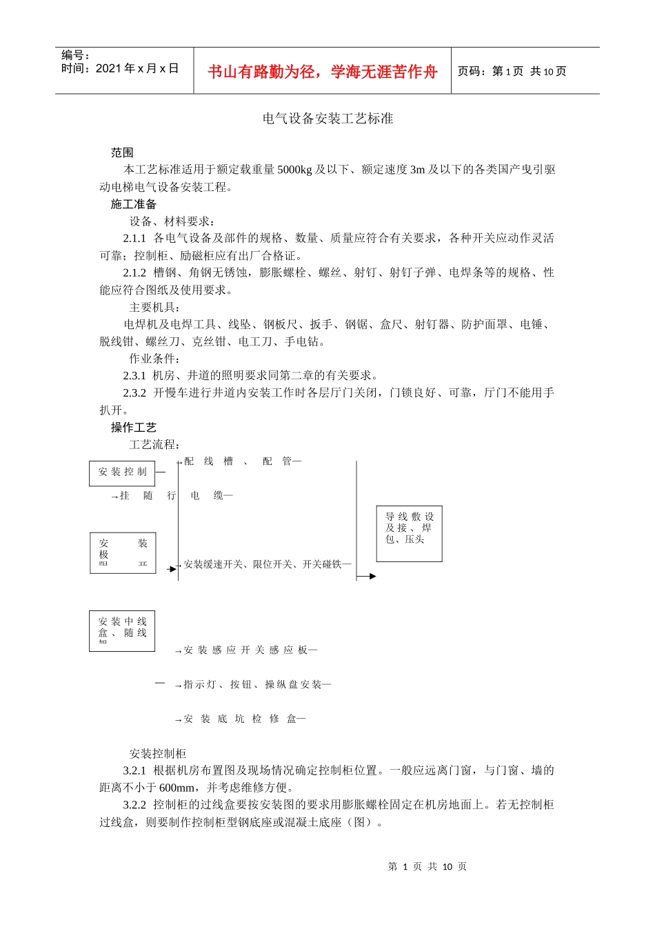 电气设备安装工艺标准_第1页