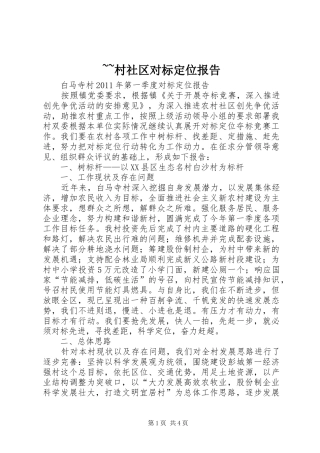 ~~村社区对标定位报告