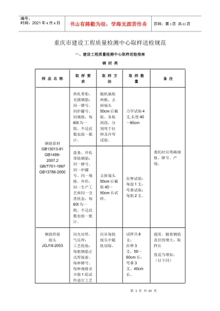 重庆市建设工程质量检测中心取样送检规范