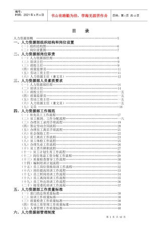 酒店人力资源部岗位职责规范