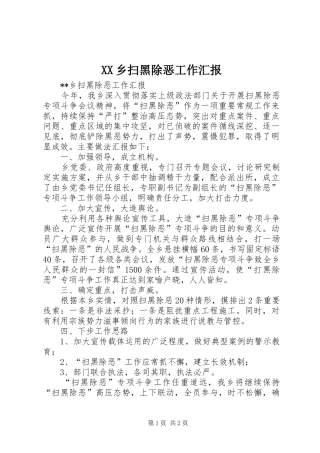 XX乡扫黑除恶工作汇报