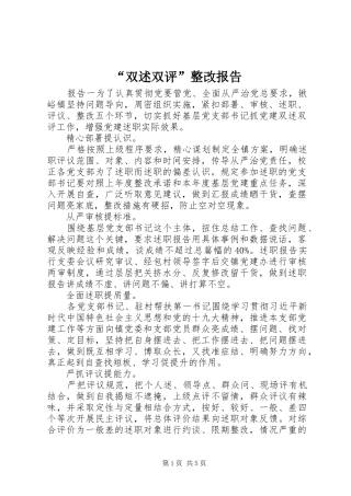 “双述双评”整改报告