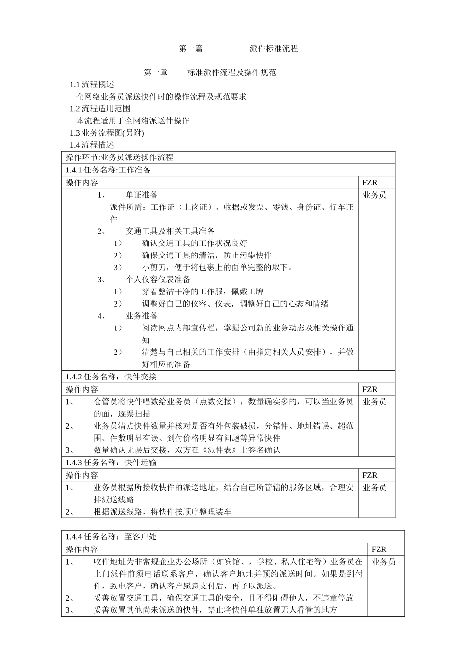 快递公司取派件标准作业流程_第1页