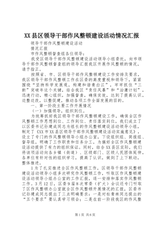 XX县区领导干部作风整顿建设活动情况汇报