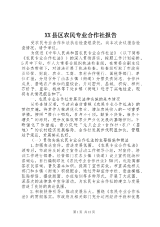 XX县区农民专业合作社报告