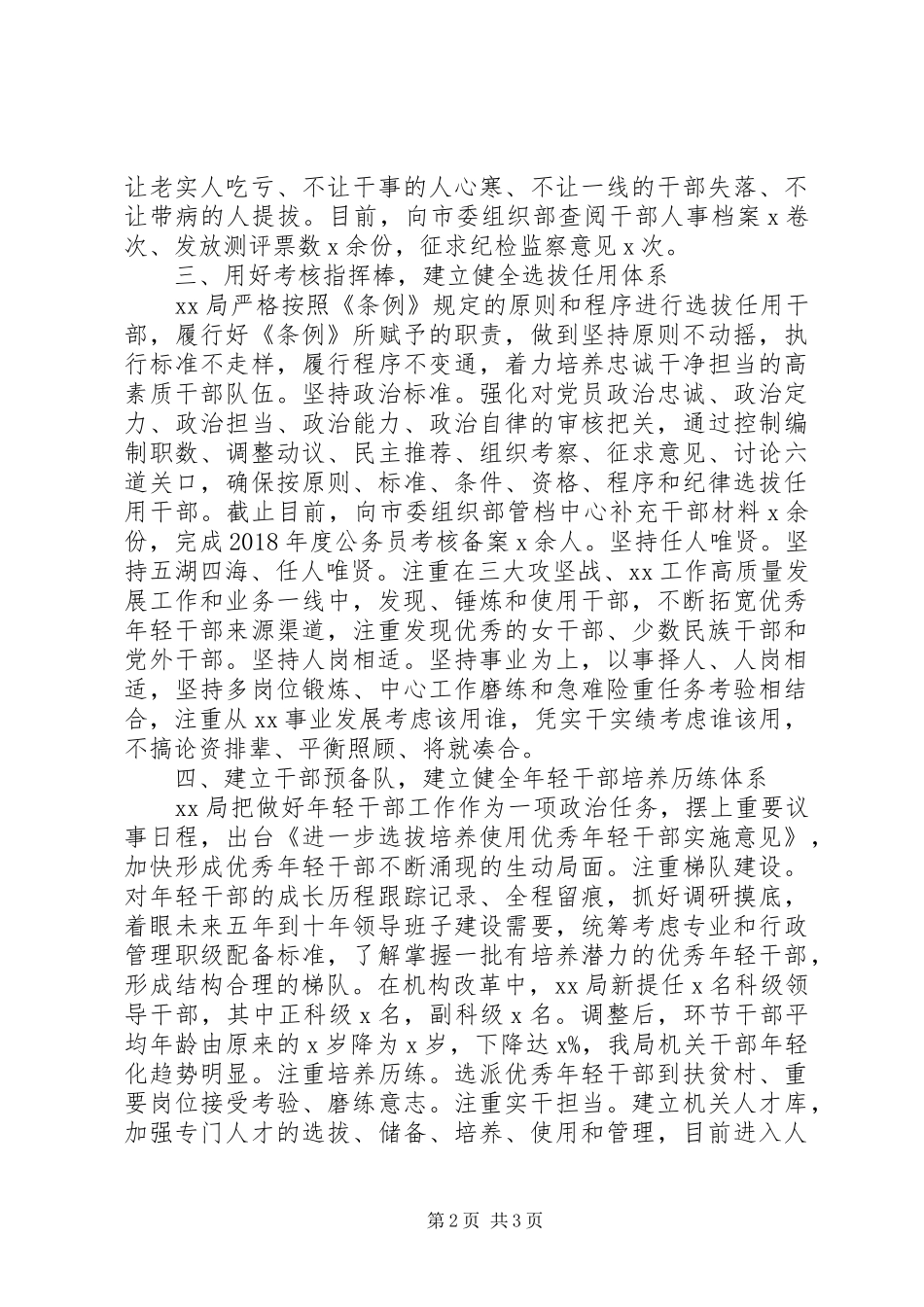 XX年度干部选拔任用工作情况报告_第2页