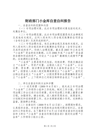 财政部门小金库自查自纠报告