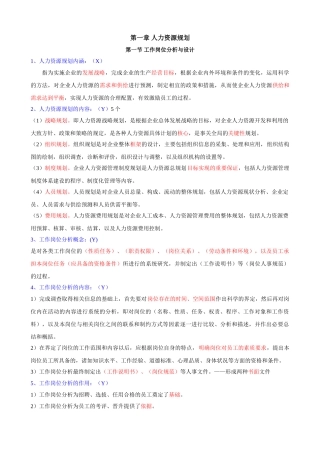 企业人力资源管理师考试三级重点总结36907