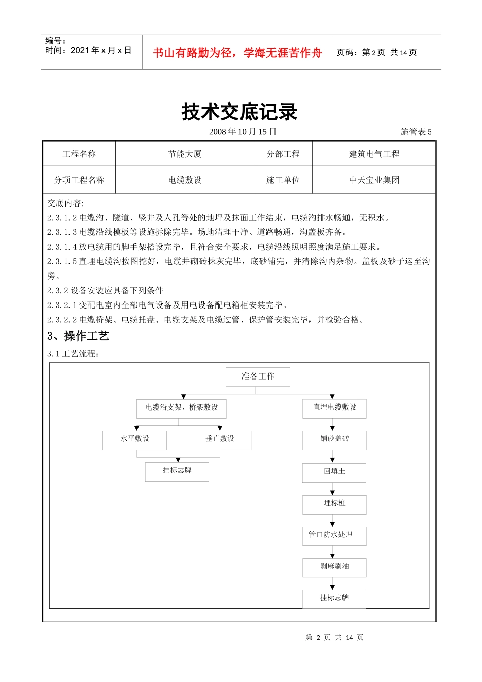 电缆敷设交底记录_第2页