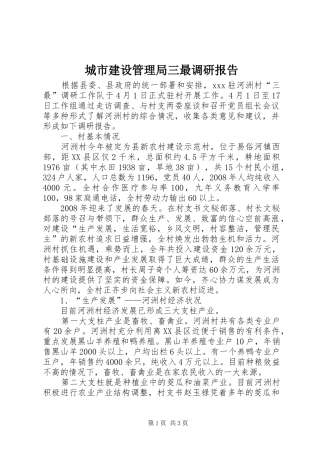 城市建设管理局三最调研报告