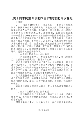 [关于同志民主评议的报告]对同志的评议意见