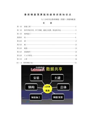 鲁班钢筋预算版初级培训班知识