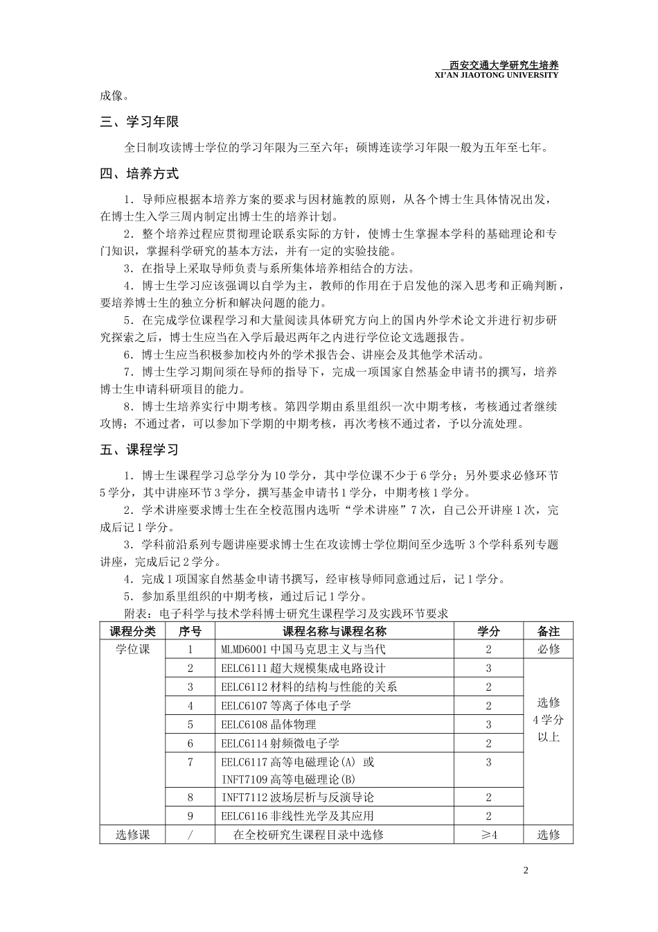 西安交通大学电子信息工程培养方案_第2页