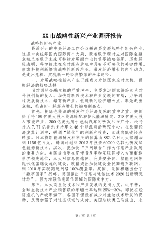 XX市战略性新兴产业调研报告