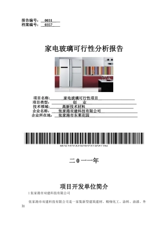 家电玻璃的可行性分析报告(2)