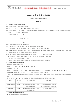 生物学业水平测试复习提纲(精华版)