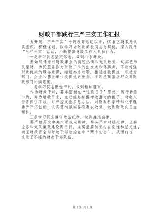 财政干部践行三严三实工作汇报