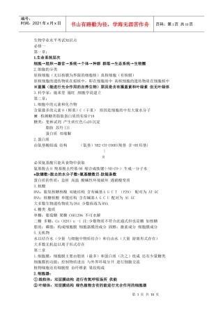 生物学业水平考试知识点必修1、2