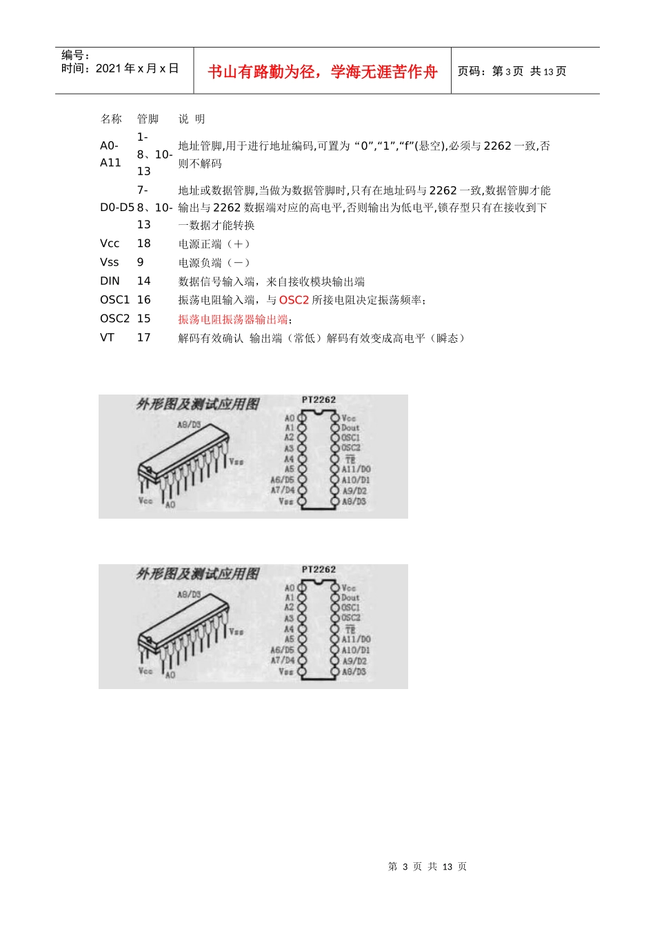 编码解码芯片PT2262_第3页