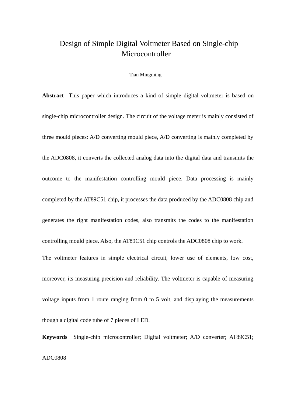 基于单片机的简易数字电压表的设计_第3页