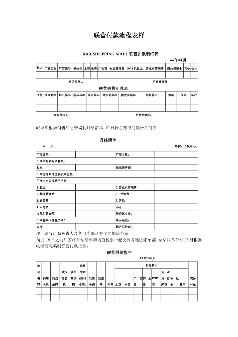 联营付款流程表样_第1页
