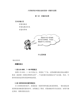 六西格玛在中国企业的实施—质量与流程