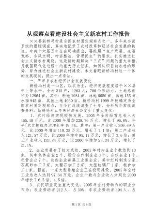 从观察点看建设社会主义新农村工作报告