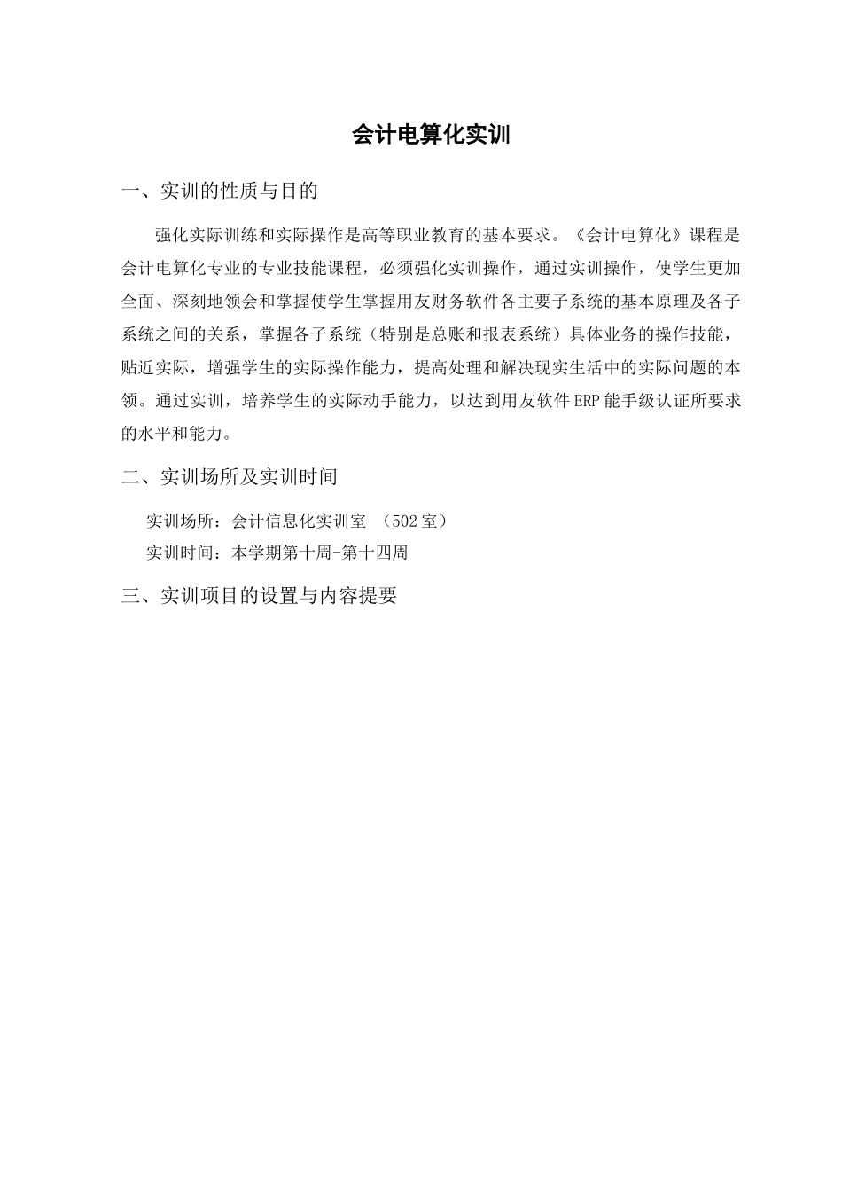 会计电算化实训报告书_第1页
