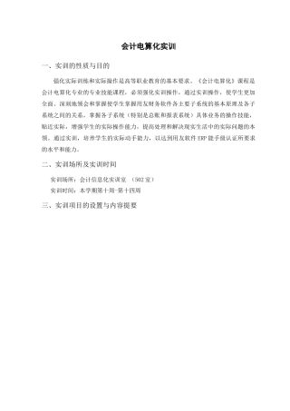 会计电算化实训报告书