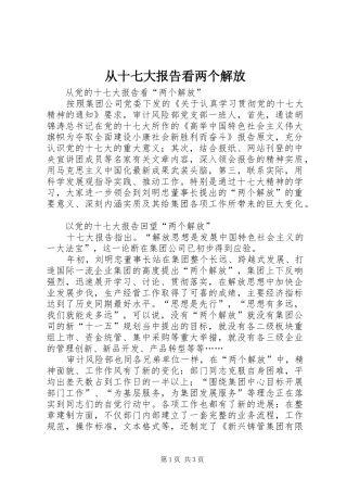 从十七大报告看两个解放