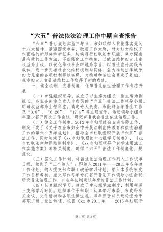 “六五”普法依法治理工作中期自查报告