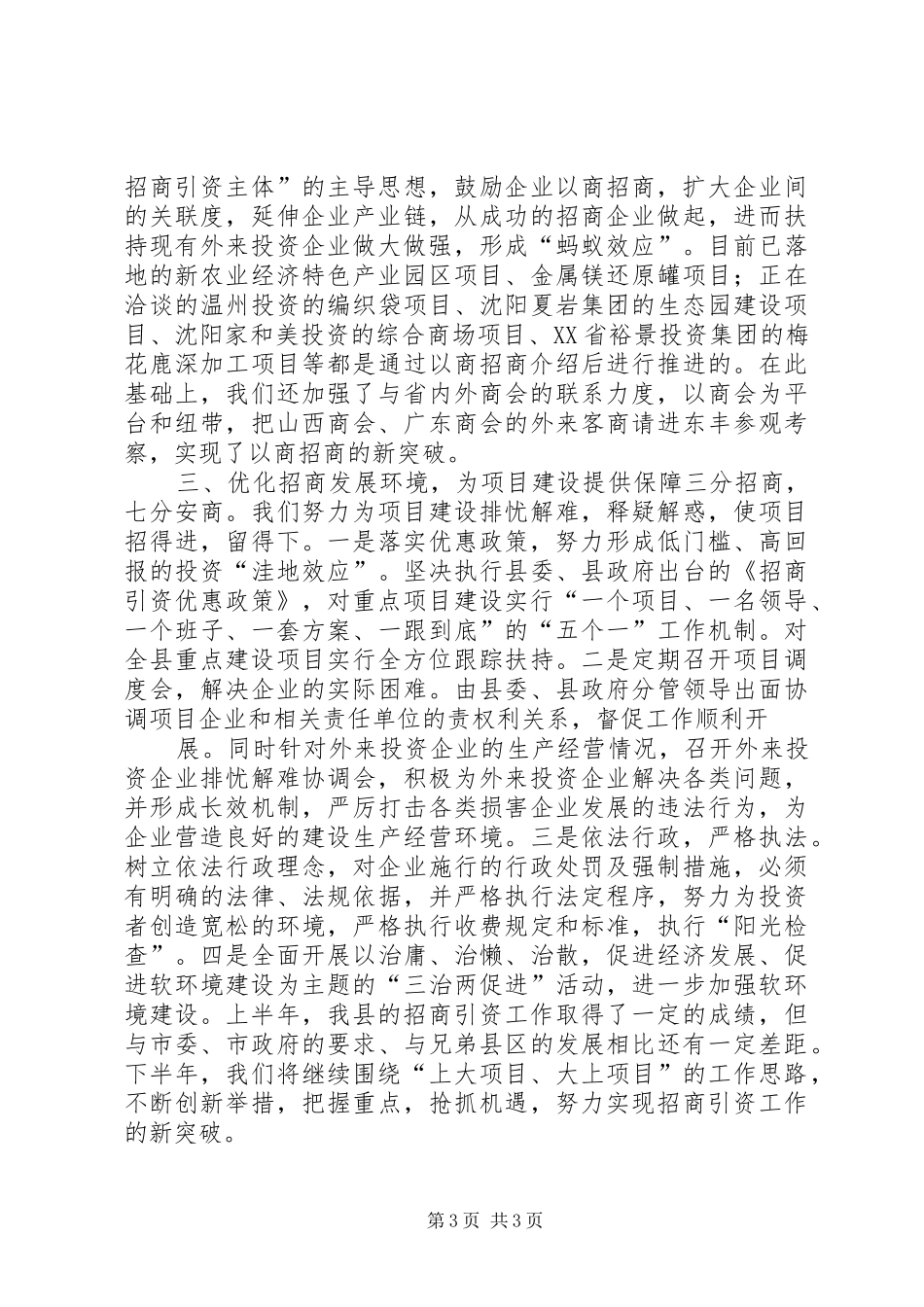 XX县区招商引资经验交流汇报_第3页