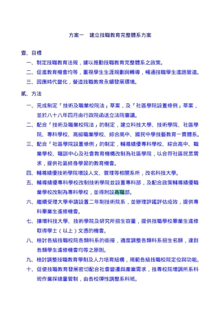 建立技职教育完整体系方案