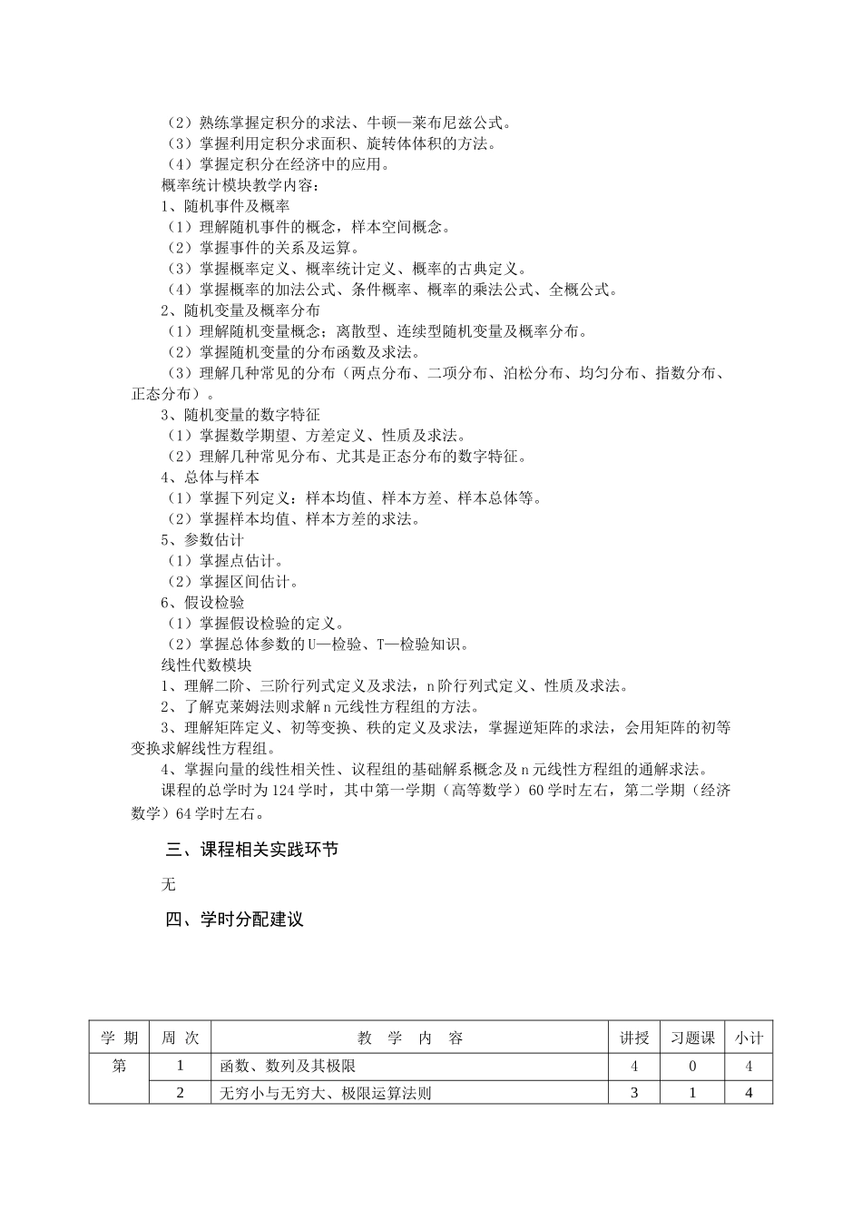 经济管理专业高等数学课程教学大纲-邮件系统-开封大学_第2页