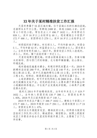 XX年关于某村精准扶贫工作汇报