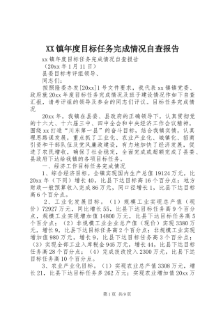 XX镇年度目标任务完成情况自查报告