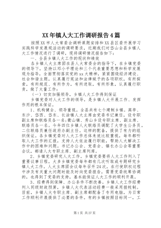 XX年镇人大工作调研报告4篇