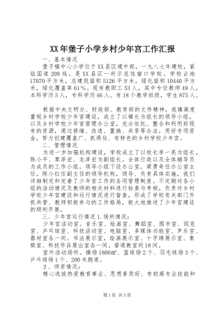 XX年堡子小学乡村少年宫工作汇报