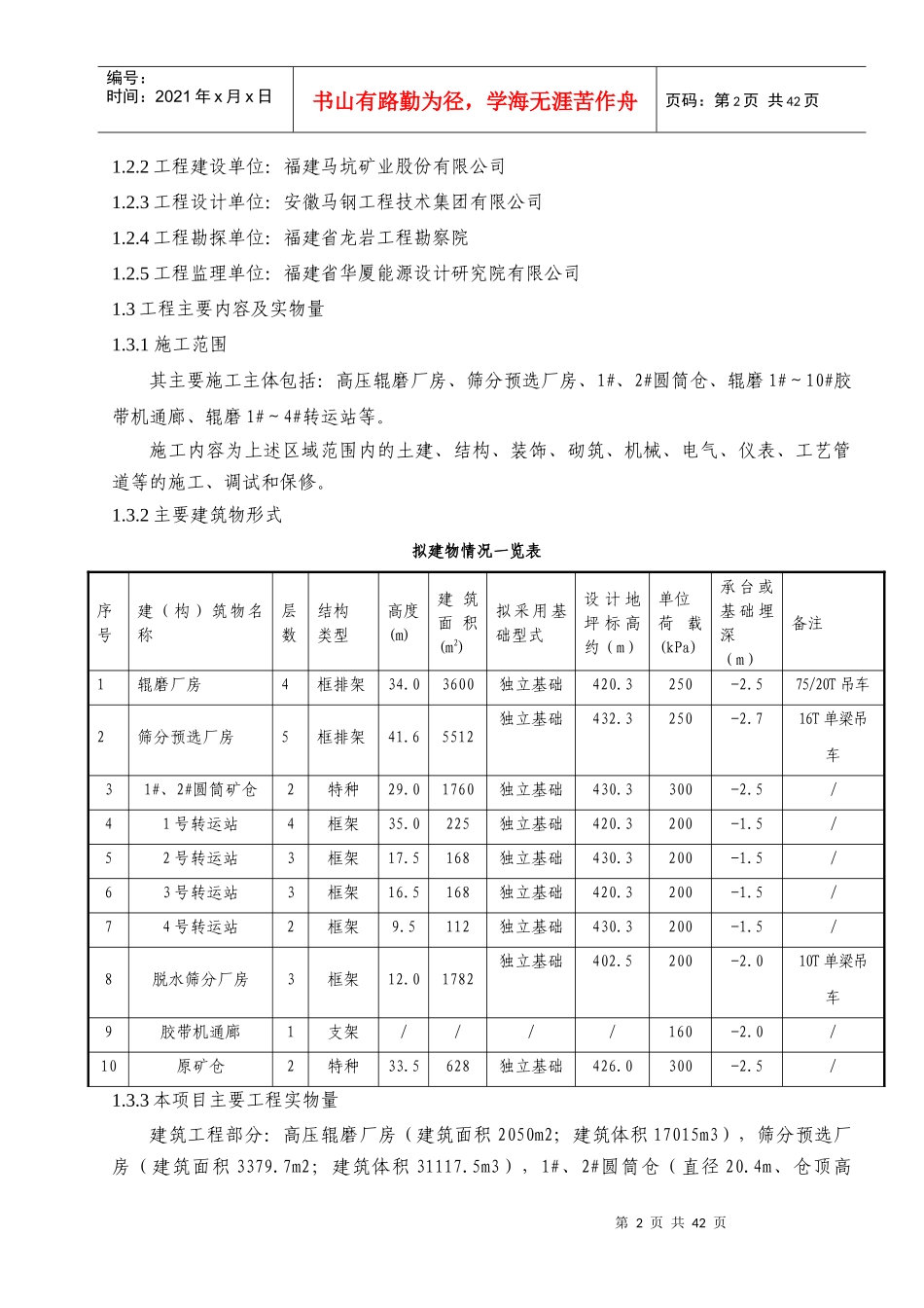 选矿工艺土建及机电设备安装工程技术质量策划书_第2页