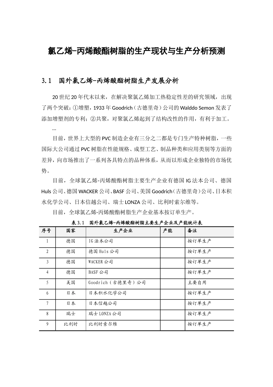 氯乙烯-丙烯酸酯树脂的生产现状与生产分析预测_第1页