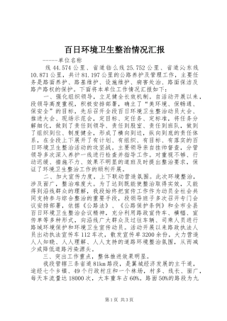 百日环境卫生整治情况汇报