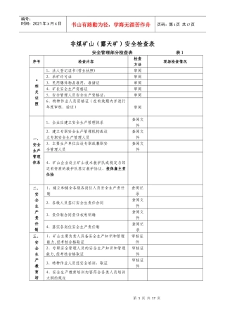 非煤矿山（露天矿）安全检查表