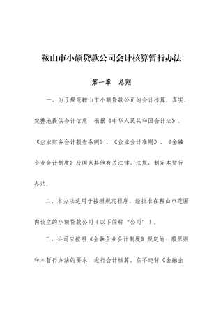 某公司财务会计与小额贷款核算管理知识分析