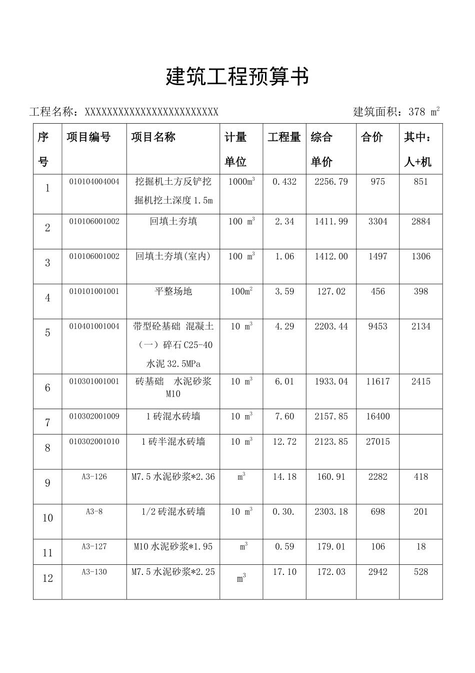 建筑工程预算书_第1页