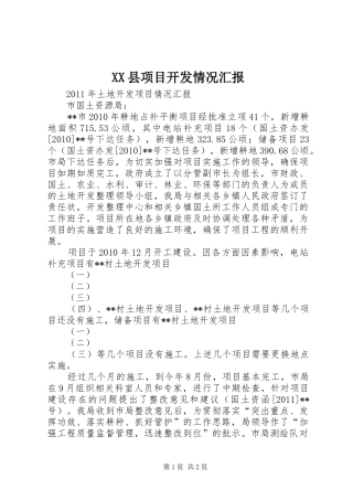 XX县项目开发情况汇报
