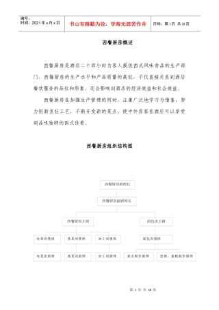 西餐厨房岗位说明书