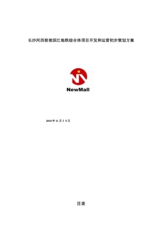 某滨江地铁综合体项目开发和运营初步策划方案