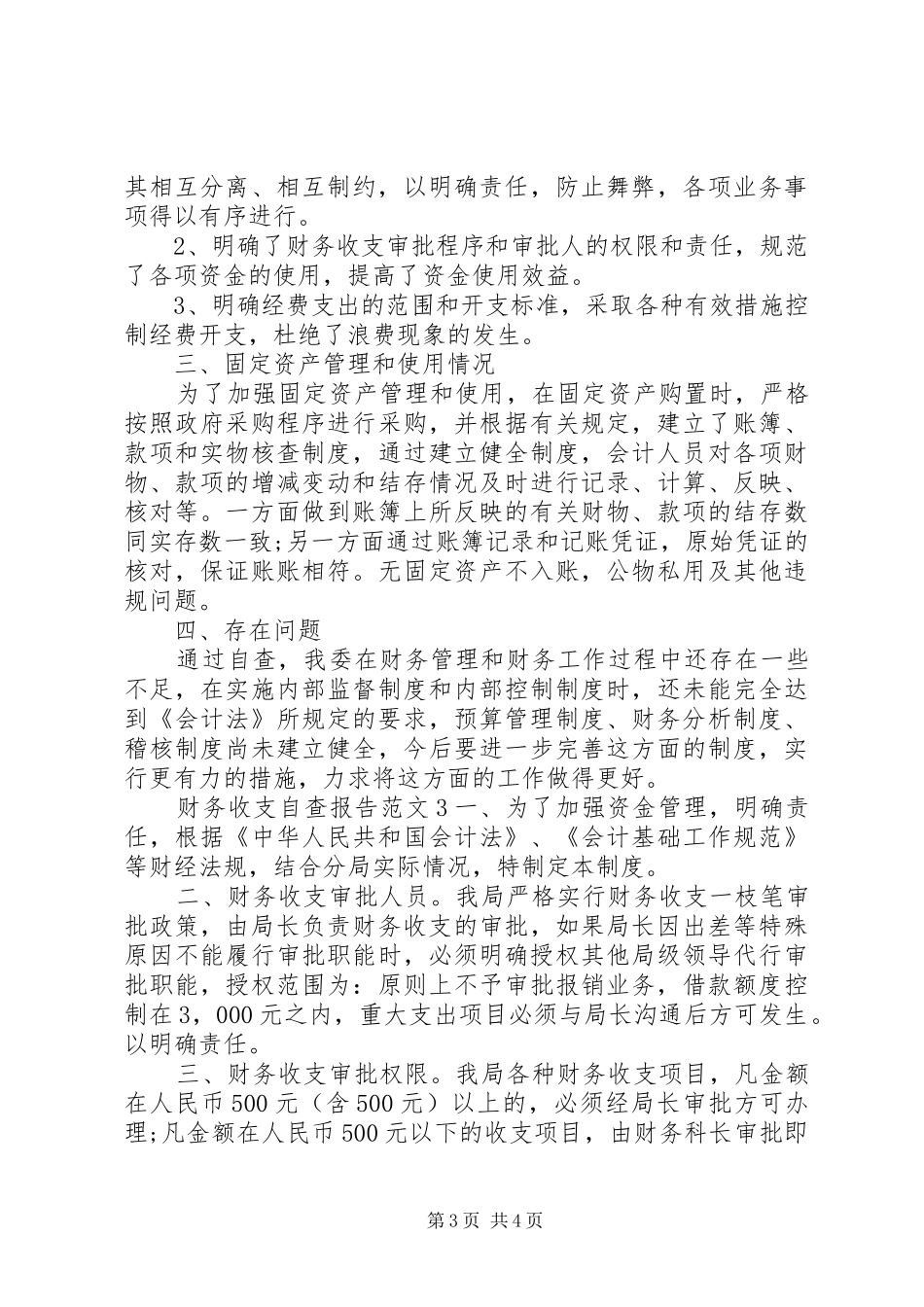 财务收支的自查报告范文_第3页